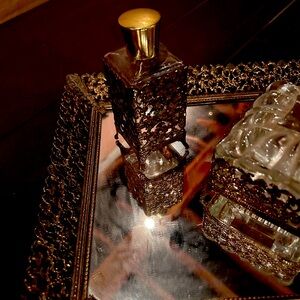 Vintage filigree gold tone vanity set